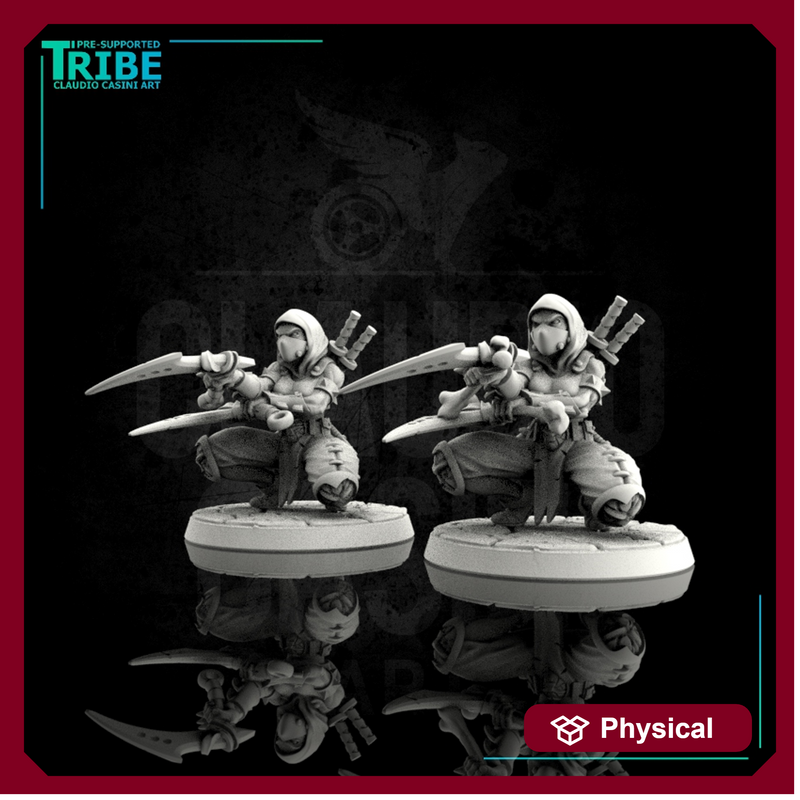 (0023) Female human elf ninja normal and undead with sickles