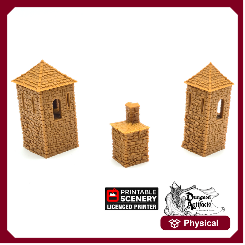 Norman Fort Walls - Corner Towers - King and Country - Printable Scenery Terrain Wargaming D&D DnD 10mm 15mm 20mm 25mm 28mm 32mm 40mm 54mm Painted options