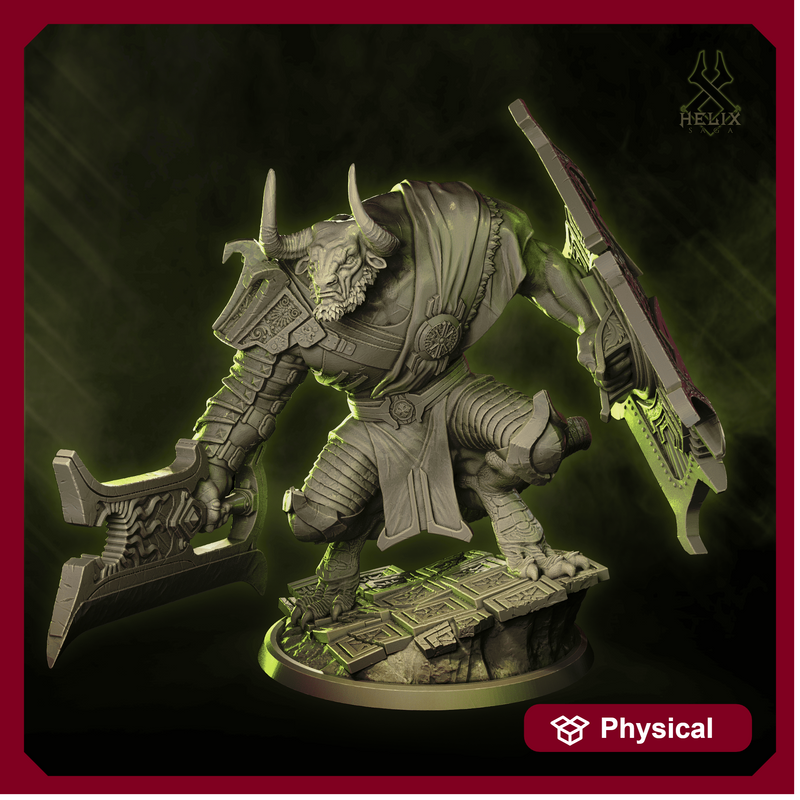 Ajax The Azure Blaze - Minotaur 32mm Miniature (Holy Church of Iridescence)