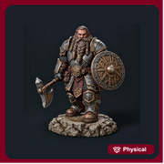 Dwarf Fighter Battle Master Miniature | Axe Shield Warrior | Ordrik Korrun | UNPAINTED Resin DnD Pathfinder - Only-Games