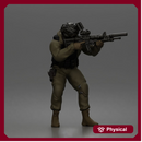 Tactical Soldier Aiming Steadily Wearing Combat Gear And Protective Helmet