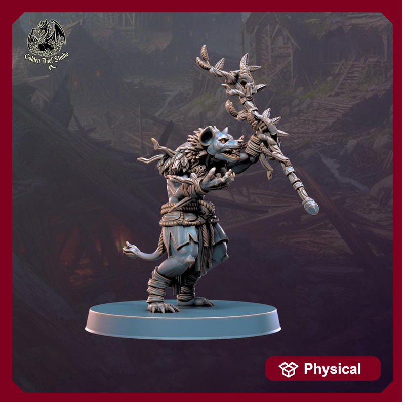 Gnoll Druid, Shaman, Cleric| Resin Miniature| Dungeons and Dragons | 28mm,32mm,54mm,75mm,100mm Scales | Pathfinder hyena humanoid | D&D 5e | - Only-Games