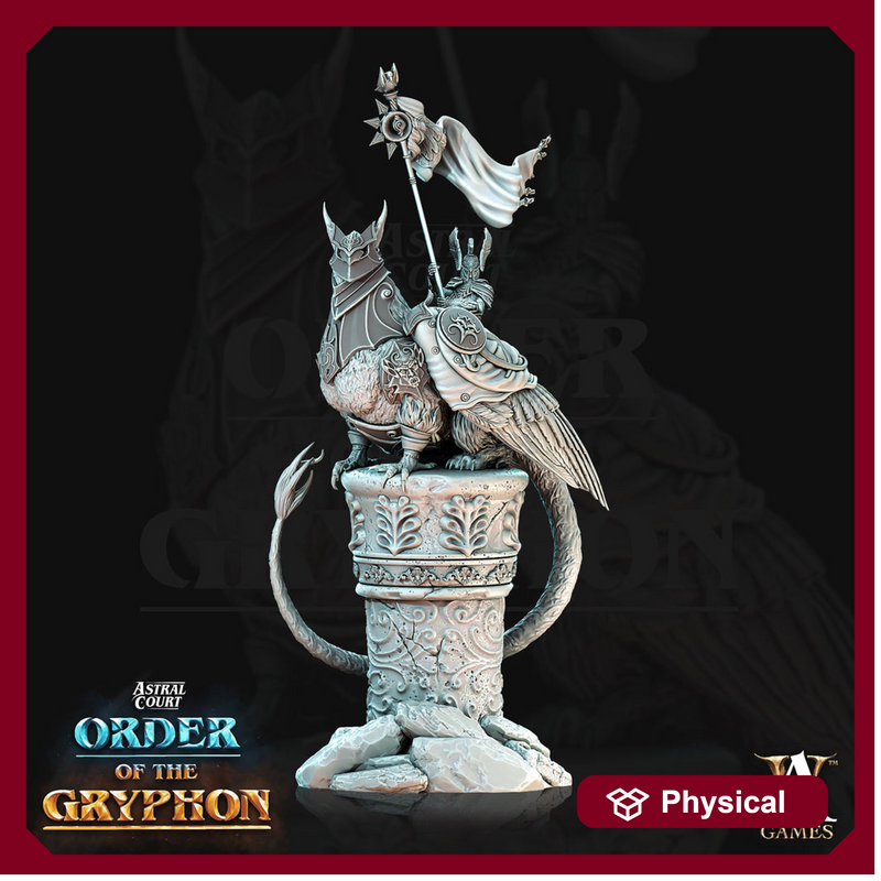 Griffon with Paladin Fighter Knight Rider  | 28mm and 32mm Scale |  Griffon Cavalry | Dungeons and Dragons 5e Miniatures | Pathfinder | - Only-Games