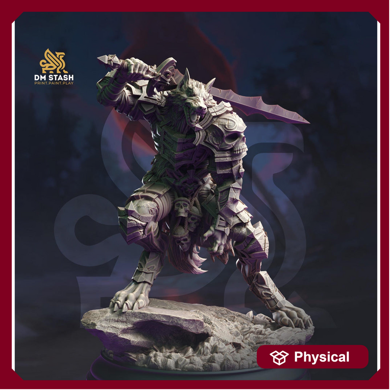 Werewolf Fighter, Wolf Folk, Wolfkind in Armor | 28mm,32mm,54mm,75mm,100mm Scales, | Dungeons and Dragons D&D 5e | Pathfinder| DM Stash - Only-Games