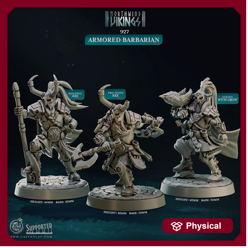 Armored Barbarians - Northwind Vikings - CastNPlay - Terrain Wargaming D&D DnD 28mm 32mm 40mm 54mm