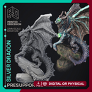 Silver Dragon - Large Model -  PRESUPPORTED - Illustrated and Stats - 32mm scale