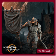 Orc / Half-Orc Fighter Banner Bearer Miniature PC NPC | 28mm, 32mm,54mm,75mm Scales | Pathfinder Figure | DnD 5E|  Figurine unpainted | - Only-Games