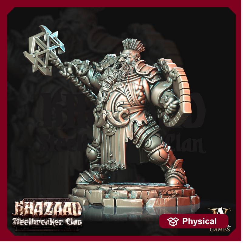 Dwarf Fighter with shield Resin Miniatures | Dungeons and Dragons | 28mm, 32mm, 54mm,75mm,100mm Scale | Pathfinder | Figure for Painting| - Only-Games