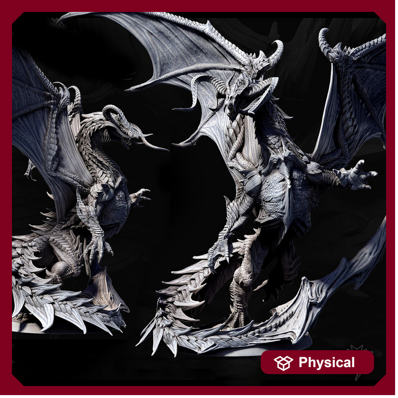 Eldar Legendary Chromatic Black Dragon (4 sizes) Unpainted Miniature | 391mm Wing Span | Resin Figurine | Dungeons and Dragons 5e Pathfinder - Only-Games