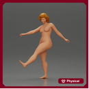 Naked Woman joyfully kicks her leg with energy