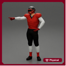 Rugby player standing pointing to the ball