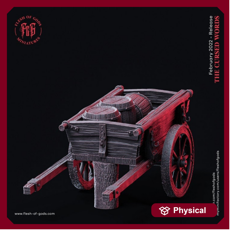 Cart w/ Barrels Scatter Terrain Resin Scenery, D&D,  Wargaming, Tabletop | 28mm, 32mm Scales | Dungeons and Dragons |Flesh of Gods - Only-Games