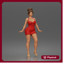 woman striking confident pose in fitted dress and heels