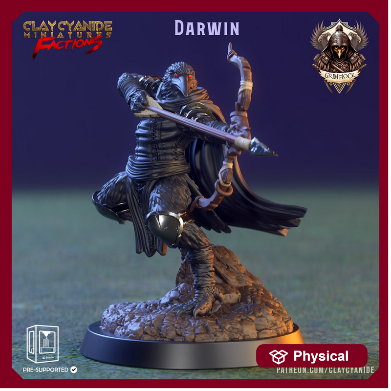 Kenku, Raven Folk Aarakocra  Fighter Ranger Paladin Cleric| 28mm, 32mm,54mm,75mm Scale Resin Miniature | Dungeons and Dragons | Clay Cyanide - Only-Games