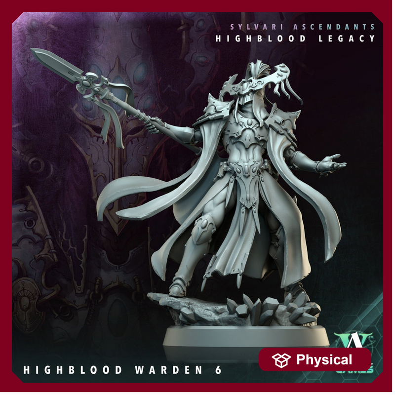 Sci-Fi Miniature Space Elf, Highblood Warden  | 28mm,32mm, 54mm, 75mm,100mm Scales | Resin Mini | Archvillain Games - Only-Games