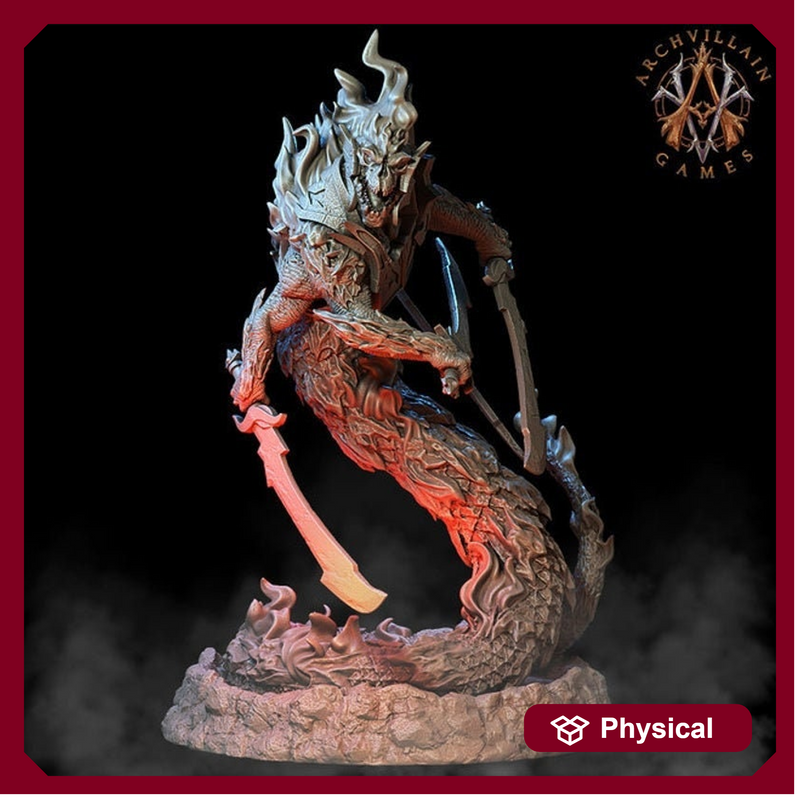 Salamander Noble Champion | 32mm scale 70mm | 28mm scale 60mm | Dungeons and Dragons Resin miniature | 3d printed |Unpainted Figure | - Only-Games