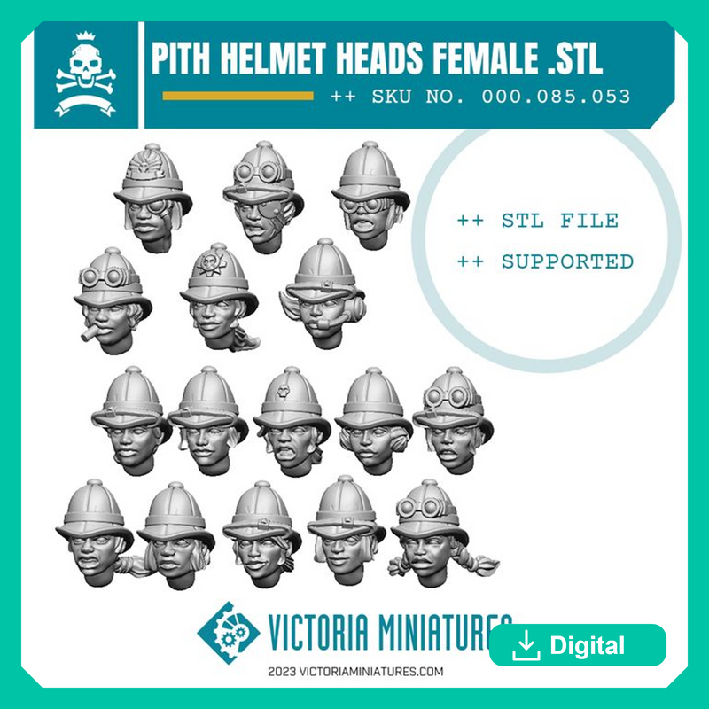Female Pith Helmet Heads x16 - Only-Games
