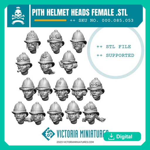 Female Pith Helmet Heads x16 - Only-Games
