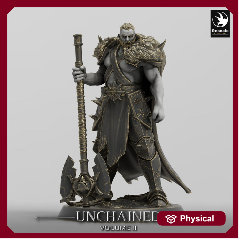Barbarian Human / Goliath, Ranger,Fighter, with Big Axe, DnD Unpainted Miniature| 28mm, 32mm,54mm,75mm,100mm Scales | Dungeons & Dragons - Only-Games