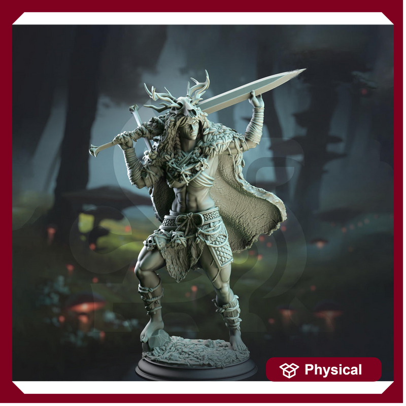 Female Ranger, Druid, Barbarian, Fighter Unpainted Mini | 28mm,32mm,54mm,75mm,100mm Scale | Resin Dungeons and Dragons D&D 5e  | Pathfinder - Only-Games
