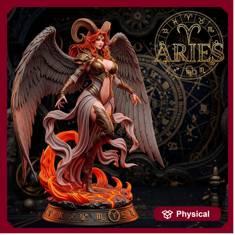 Female Angel Miniature | Aries Zodiac Sorceress NSFW Topless | UNPAINTED Resin DnD Pathfinder - Only-Games