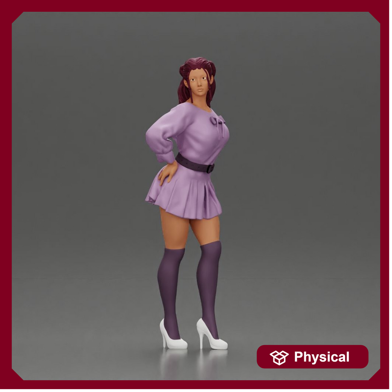Stylishly Standing with One Hand on Hip and Playful Look