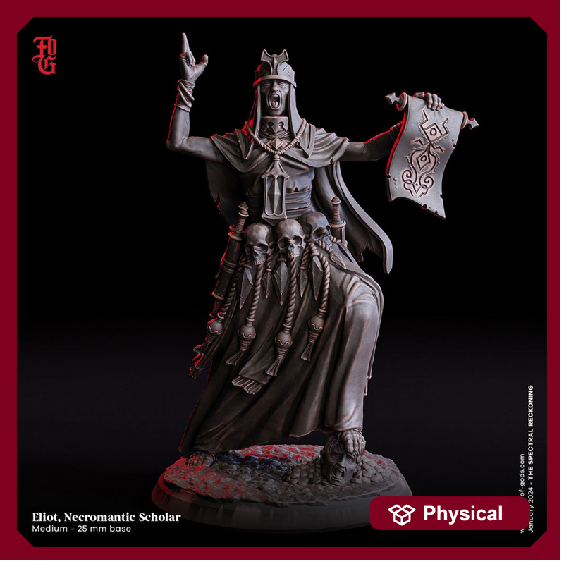 Cleric Wizard Necromancer,  PC NPC | 28mm, 32mm,54mm, 75mm, 100mm Scale Resin Mini | Dungeons and Dragons | Flesh of Gods - Only-Games