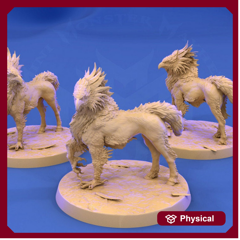 Hippogriff NO Wings Dungeons and Dragons Miniature  Available: 28mm, 32mm 75mm Scale |- Minis - D&D 5e Desert | Mini Monster Mayhem - Only-Games