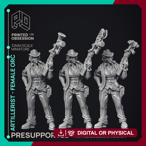 Artificer - Artillerist Female Orc - PRESUPPORTED - 32mm Scale - Only-Games