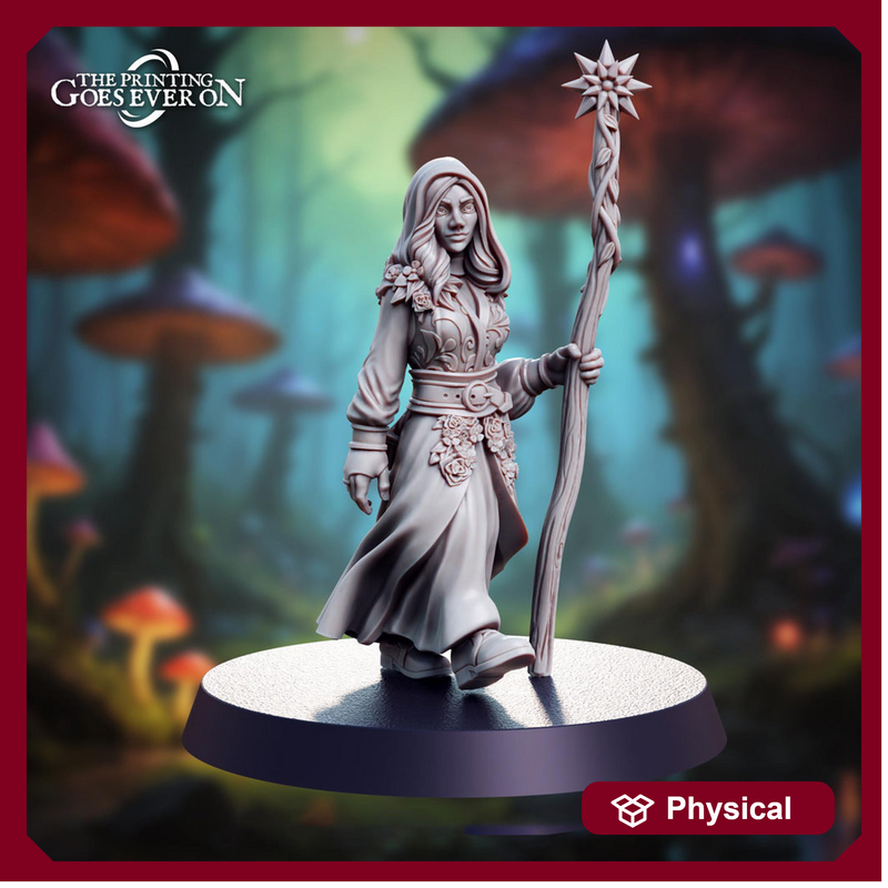 Female Gnome Illusionist, Halfling, Druid Wizard PC NPC | Resin Miniature | Dungeons & Dragons | 28mm,32mm.54mm,75mm Scales | RPG Pathfinder - Only-Games