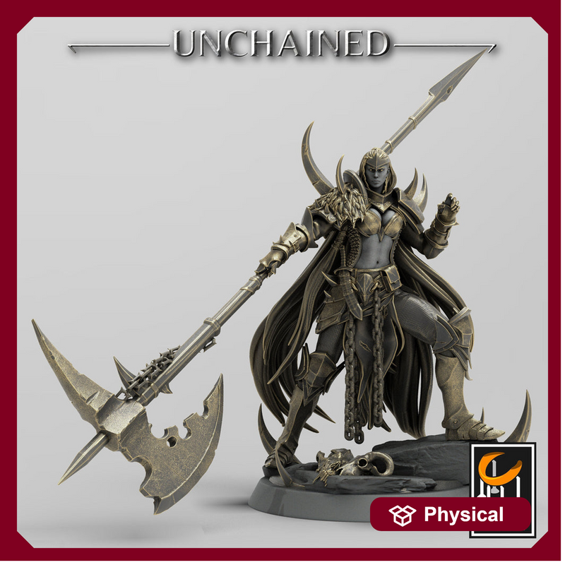 Female Oathbreaker Paladin,Chaos Knight, Pole-Arm Master Unpainted Miniature | 28mm, 32mm,75mm Scales | Dungeons and Dragons | Pathfinder | - Only-Games