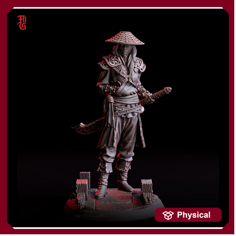 Female Fighter, Warlock Hexblade, Monk Kensai PC / NPC  | 28mm, 32mm,54mm75mm,100mm Scales | Mini D&D 5e Pathfinder Figurine | Flesh of Gods - Only-Games