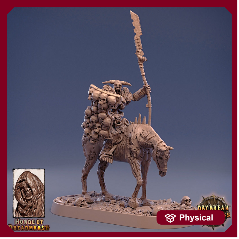 Undead Skeleton Boss Mounted on Undead Horse | 28mm Scale | 32mm Scale | 75mm Scale | Pathfinder | DnD | Strahd - Only-Games