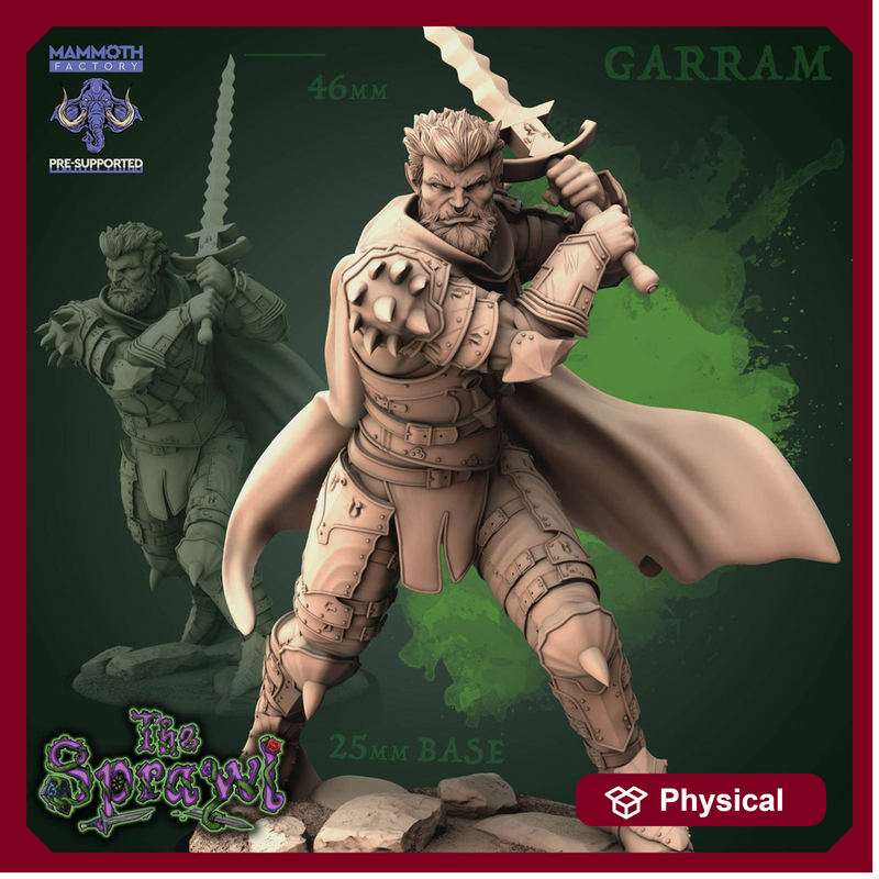 Half-Orc Male Fighter Ranger NPC or PC | 28mm, 32mm, 75mm Scale Resin Miniature |Dungeons and Dragons | Garram | Mammoth Factory - Only-Games
