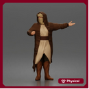 Desert Wanderer Guide Character in Hooded Robe and Masked Outfit