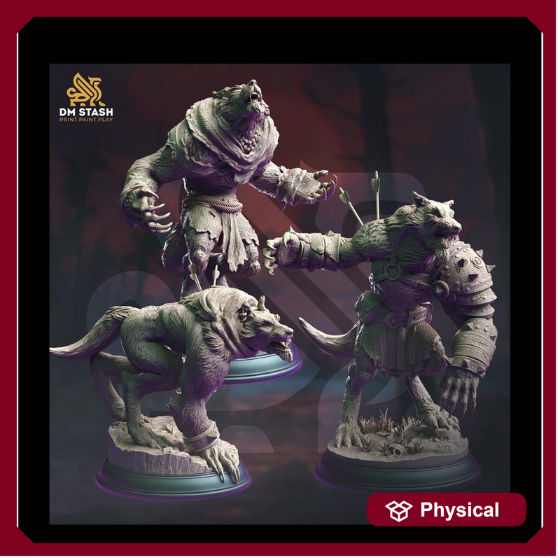 Werewolf Fighter (3 different Poses) | 28mm,32mm,54mm,75mm,100mm Scales | Resin Miniature Dungeons & Dragons | mini for painting |Pathfinder - Only-Games