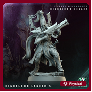 Sci-Fi Miniature Space Elf, Highblood Lancer  | 28mm,32mm, 54mm, 75mm,100mm Scales | Resin Mini | Archvillain Games - Only-Games