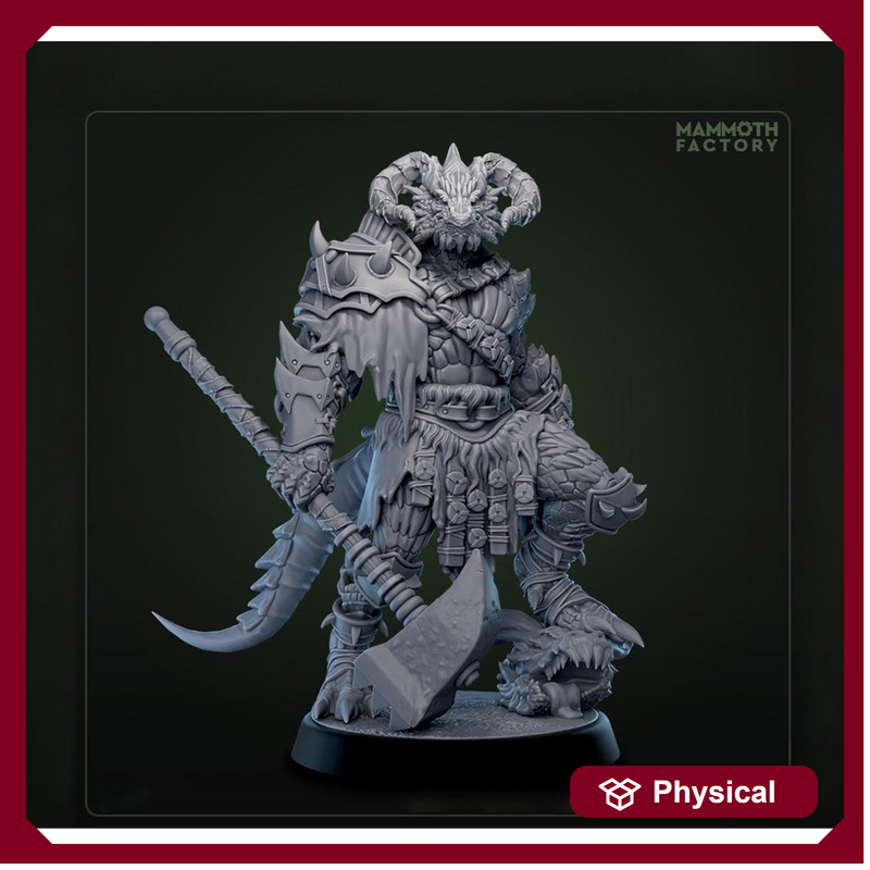 Dragonborn Barbarian, Ranger, Fighter Hammer | 28mm, 32mm,54mm, 75mm, 100mm Scale Resin Miniature | Dungeons and Dragons D&D 5e | Pathfinder - Only-Games