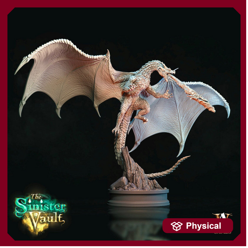 Ancient Fire Breathing Gargantuan Dragon | 28mm/32mm Scale, 75mm base | Dragon Figurine | Dungeons and Dragons | Hoard of the Dragon Queen | - Only-Games
