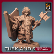 Dwarf Fighter Paladin Axe & Shield Unpainted Model | 28mm, 32mm,54mm,75mm,100mm Scales | Dungeons and Dragons Pathfinder Lord of The Print - Only-Games
