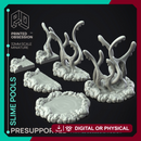 Slime Pools - 6x Enviroment Slimes -  PRESUPPORTED - Illustrated and Stats - 32mm scale