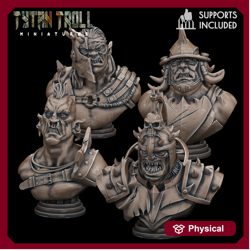 Orc Bust Pack - TytanTroll Miniatures - DnD - Fantasy - 50mm