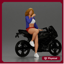 Confident woman sitting gracefully on a sleek modern sportbike