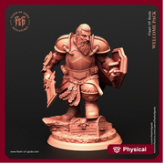 Dwarf Fighter Paladin Shield and Sword | 28mm,32mm Scale ,50mm Tall | Dungeons and Dragons | Figurine mini - D&D 5e | Flesh of Gods - Only-Games