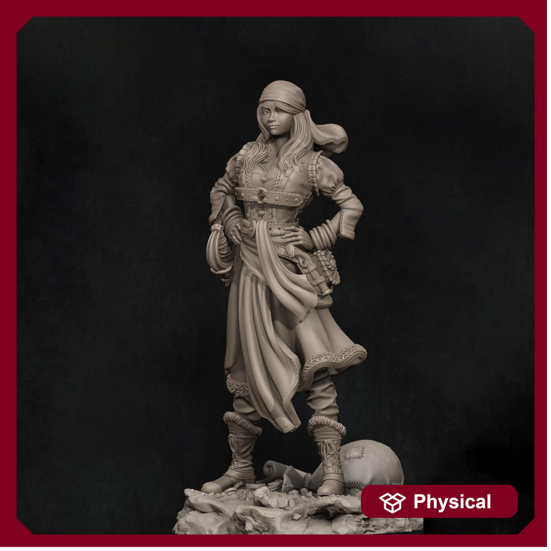 Female Rogue Swashbuckler Pirate PC / NPC Unpainted Miniature | 28mm,32mm,54mm,75mm,100mm, 140mm Scales | D&D 5e, Pathfinder TTRPG| Nerikson - Only-Games