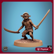 Goblin Dual Swords Fighter | D&D 5e UNPAINTED | 28mm, 32mm,54mm,75mm, 100mm scale| Pathfinder | Figure for Painting| Rescale Miniatures - Only-Games