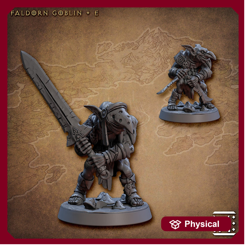 Goblin Fighter  2-handed Sword, Goblin 2 Knives  | 28mm, 32mm Scale, 54 tall, 75 tall Resin Miniature | Dungeons and Dragons | Artisan Guild - Only-Games