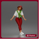 Weekend explorer strolls city wearing tee leggings hat sweater draped