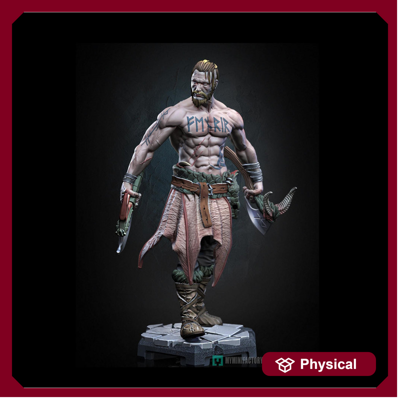 Human Barbarian Fighter Ranger Berserker PC NPC |Unpainted Miniature| 28mm,32mm,54mm,75mm,100mm Scales | Pathfinder Figure DnD | Figurine - Only-Games