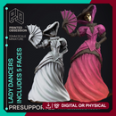 Masked Ball Female Dancer with 6 heads - Normal & Horror - PRESUPPORTED - 32mm scale